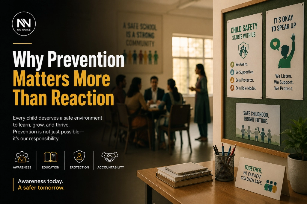 Editorial illustration highlighting the importance of early awareness, education, and prevention in creating safer environments for children.