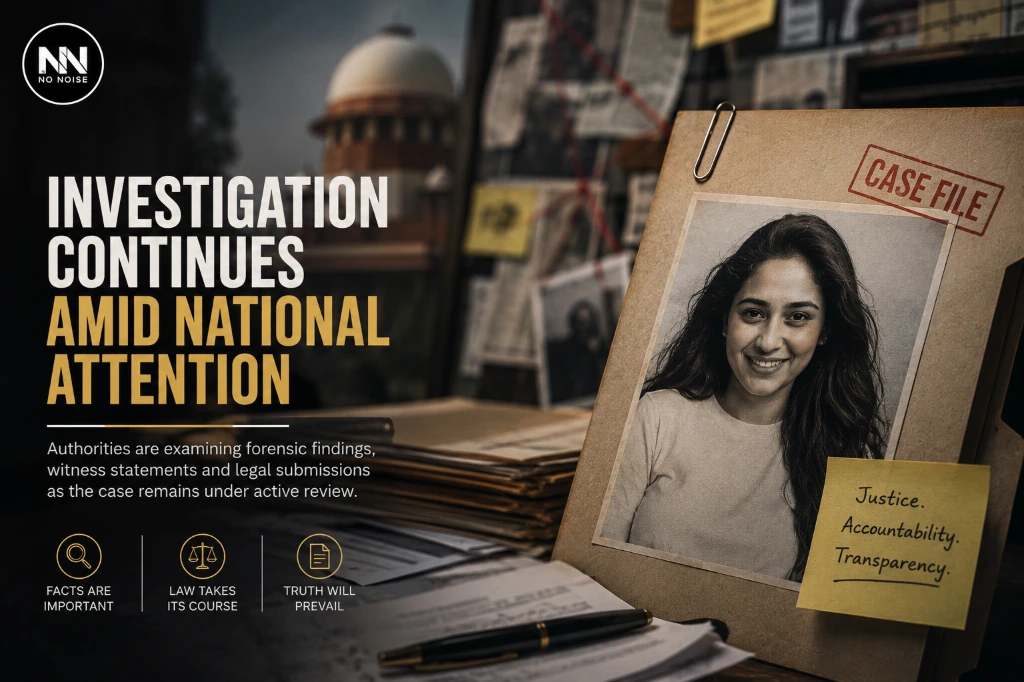 Editorial illustration depicting the ongoing investigation into the Twisha Sharma case amid national attention
