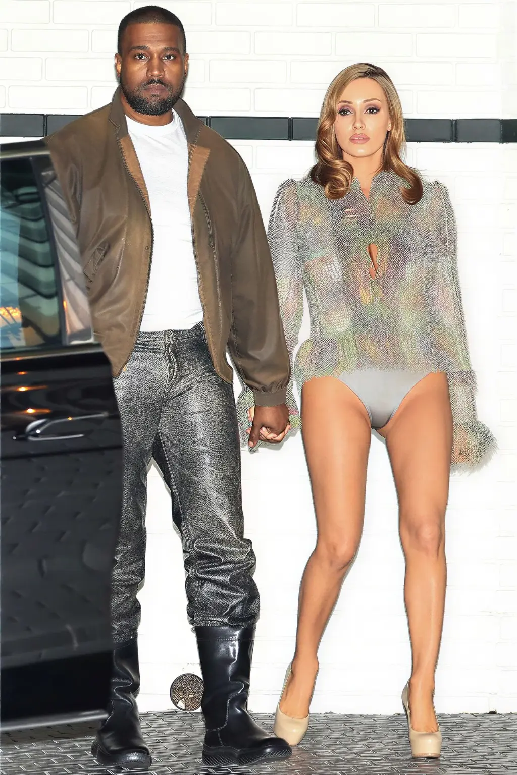 Bianca Censori and Kanye West during a widely discussed public appearance in Los Angeles
