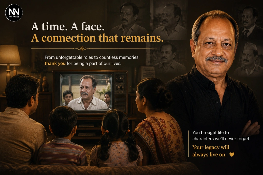 Families remembering veteran actor Ramakant Dayama through nostalgic television memories in a cinematic tribute graphic
