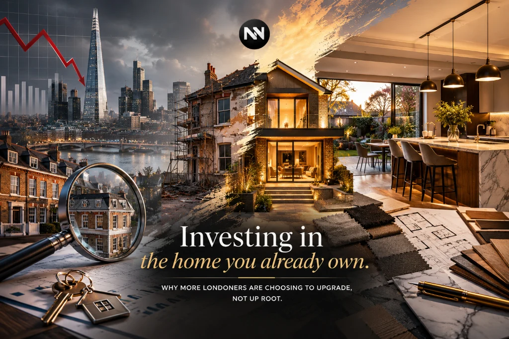 Luxury home renovation in London as homeowners choose interior upgrades and property improvements amid a cooling housing market.